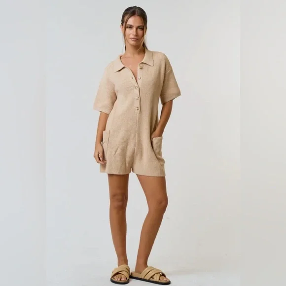 NWOT Button-up Pocket Sweater Romper - Picture 2 of 6